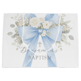 Bolsa De Regalo Grande Eucalyptus Blue Bow Baby Boy Baptism