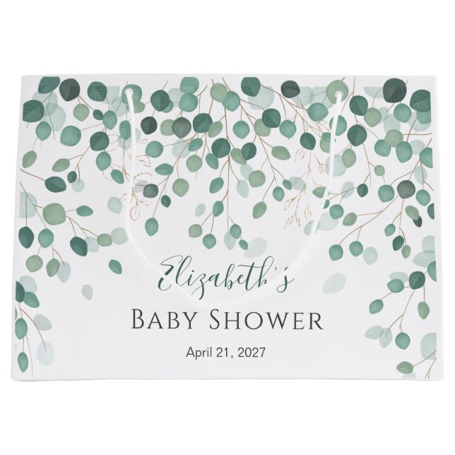 Bolsa De Regalo Grande Eucalyptus Foliage Gold deja Baby Shower (Anverso)