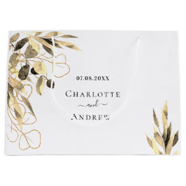 Bolsa De Regalo Grande Eucalyptus nombres dorados otoño boda