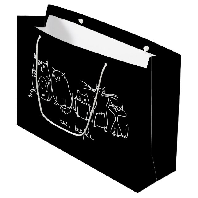 Bolsa De Regalo Grande Ew, People Funny Meowy Cat Aovers (Angulo Anverso)
