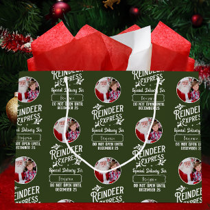 Bolsa De Regalo Grande Express de renos desde Santa, foto Navidades verde