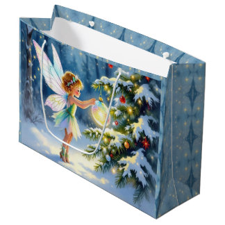 Bolsa De Regalo Grande Fairy decorating a Christmas Tree Cottage Core