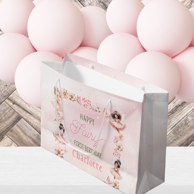 Bolsa De Regalo Grande Fairy First Pink Glitter Gift Bag (Subido por el creador)