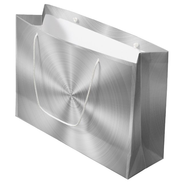 Bolsa De Regalo Grande Falsa plata brillante metálica elegante (Angulo Anverso)