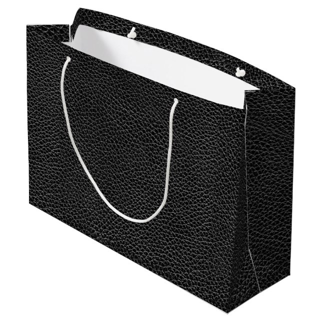 Bolsa De Regalo Grande Falso cuero negro (Angulo reverso)