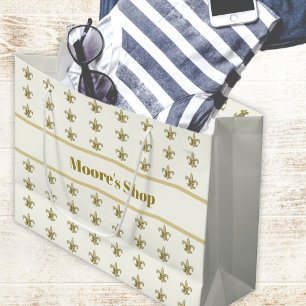 Bolsa De Regalo Grande Falso oro FleurDeLis sobre marfil