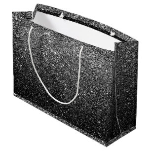 Bolsa De Regalo Grande Falso purpurina negro elegante