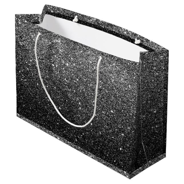 Bolsa De Regalo Grande Falso purpurina negro elegante (Angulo reverso)