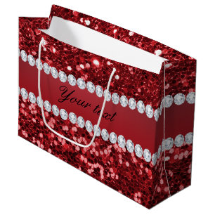 Bolsa De Regalo Grande Falsos purpurina y diamantes rojos