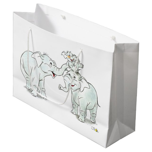Bolsa De Regalo Grande familia elefant linda (Angulo Anverso)