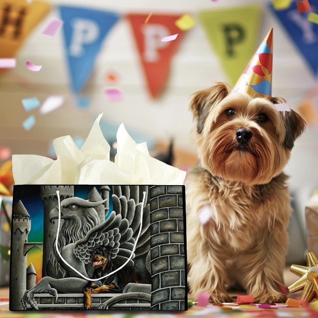 Bolsa De Regalo Grande Fantasía de Rottweiler Dog Gargoyle (Subido por el creador)