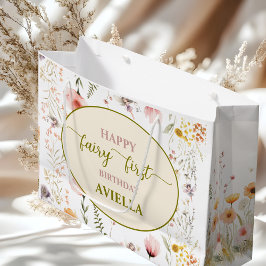 Bolsa De Regalo Grande Fantasía hadas de flor silvestre primer cumpleaños