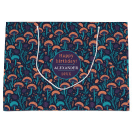 Bolsa De Regalo Grande Fantasía Whimsical Woodland Purple Mushroom Patter