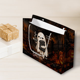 Bolsa De Regalo Grande Fantasma Gruñón Sosteniendo Perro Pug Negro Meh Ha