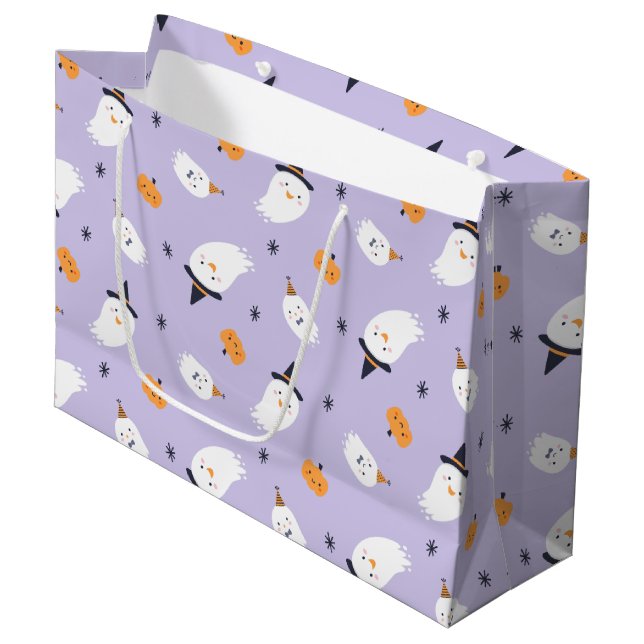 Bolsa De Regalo Grande Fantasma morado y calabaza (Angulo Anverso)