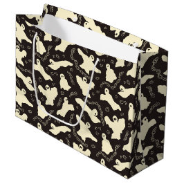 Bolsa De Regalo Grande Fantasmas cremosos - patrón de Halloween.