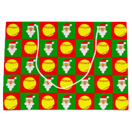 Bolsa De Regalo Grande Fastpitch Softball & Santa Merry Christmas