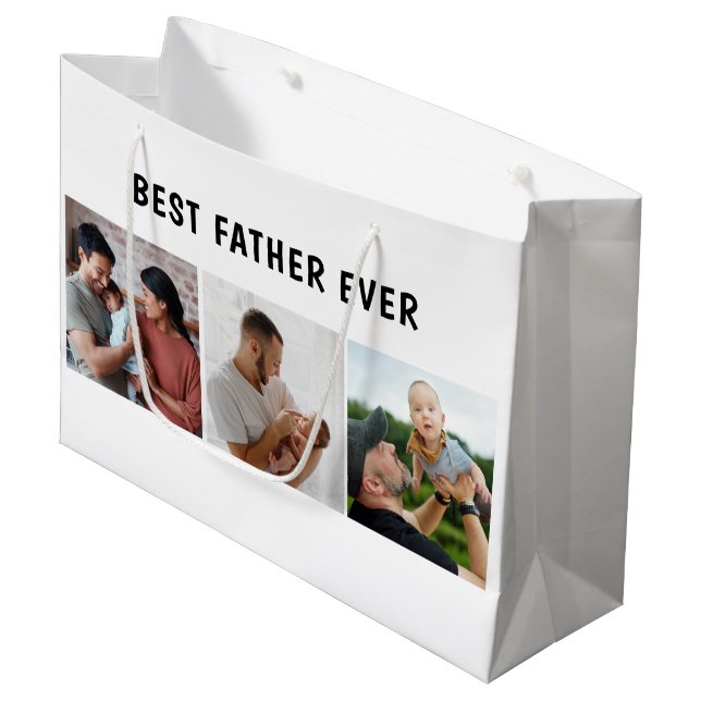 Bolsa De Regalo Grande Father Photo Collage Custom Giant (Angulo Anverso)