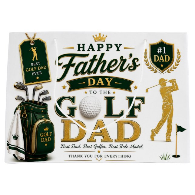 Bolsa De Regalo Grande Father's Day for Golf Dad (Anverso)