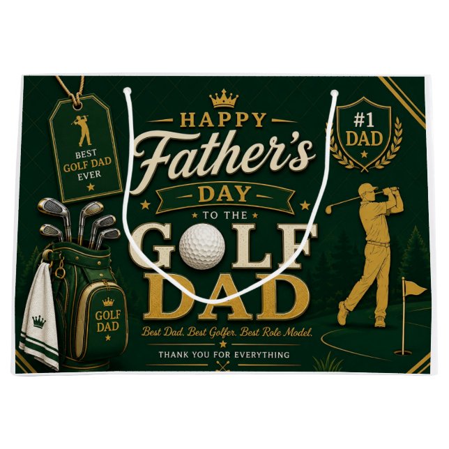 Bolsa De Regalo Grande Father's Day for Golf Dad (Anverso)