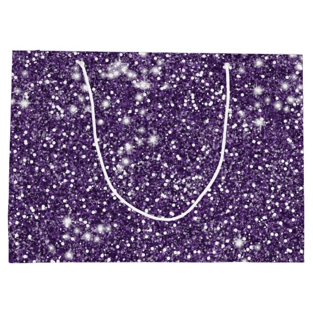 Bolsa De Regalo Grande Faux Purple Purpurina Textura Look (Reverso)