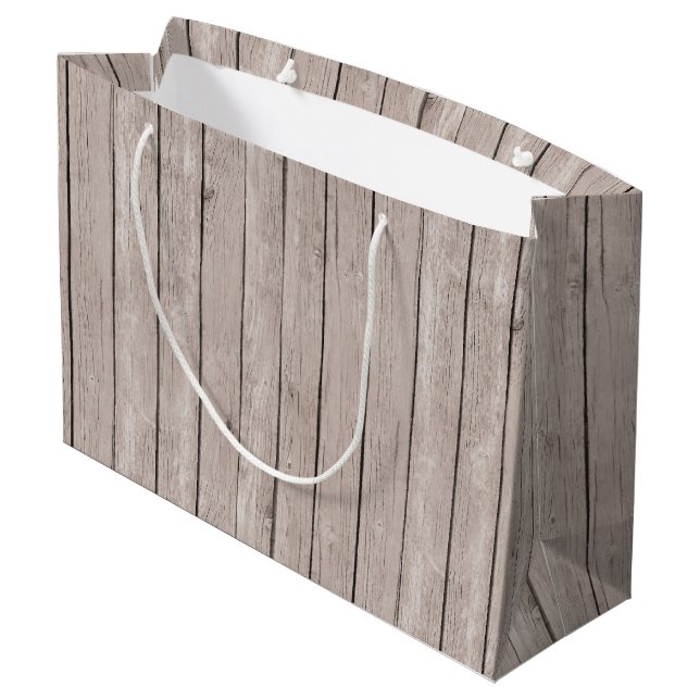 Bolsa De Regalo Grande Faux Rustic Wood Brown (Angulo reverso)