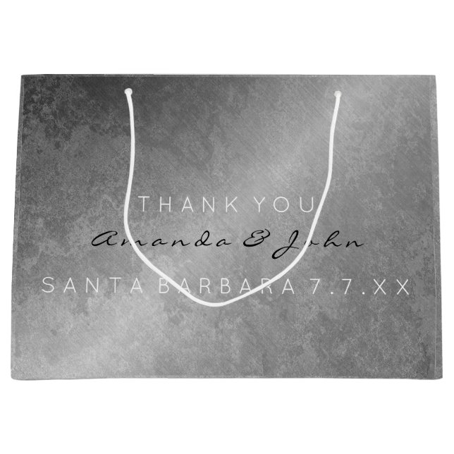 Bolsa De Regalo Grande Favor De La Boda Gracias Gray Silver Grungy (Anverso)