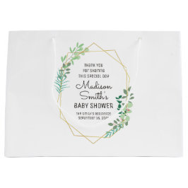 Bolsa De Regalo Grande Favor del partido Baby Shower geométrico y verde