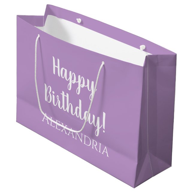 Bolsa De Regalo Grande Favor del partido Birthday Purple Lilac personaliz (Angulo Anverso)