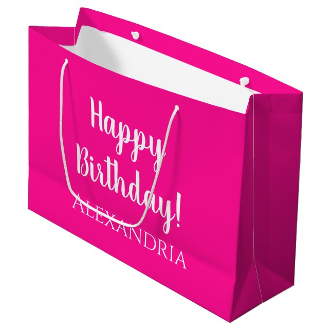 Bolsa De Regalo Grande Favor del partido de cumpleaños Hot Pink personali (Angulo Anverso)