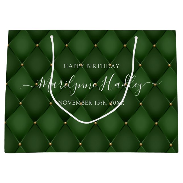 Bolsa De Regalo Grande Fecha de nacimiento Harlequin Emerald Green Birday (Anverso)