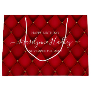 Bolsa De Regalo Grande Fecha de nombre Cumpleaños Rojo Harlequin