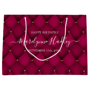 Bolsa De Regalo Grande Fecha de nombre Harlequin Burgundy Cumpleaños