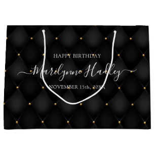 Bolsa De Regalo Grande Fecha de nombre Harlequin Nacimiento Negro