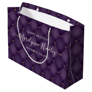 Bolsa De Regalo Grande Fecha de nombre Harlequin Purple Birthday