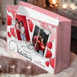 Bolsa De Regalo Grande Felices 4 Collages de fotos de San Valentín de cor