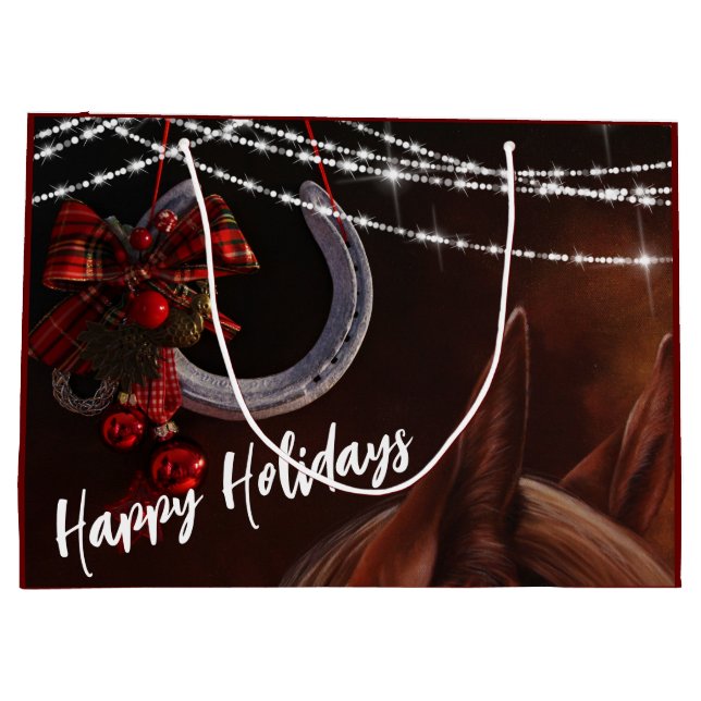 Bolsa De Regalo Grande Felices fiestas de caballos y Navidades de herradu (Reverso)