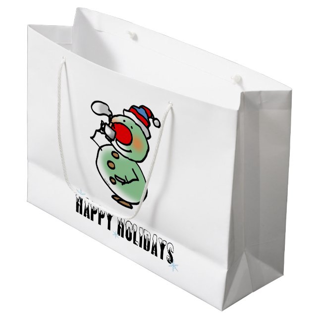 Bolsa De Regalo Grande Felices fiestas (divertido muñeco de nieve) (Angulo Anverso)