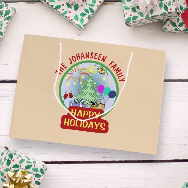 Bolsa De Regalo Grande Felices Fiestas Elegantes Navidades (Subido por el creador)