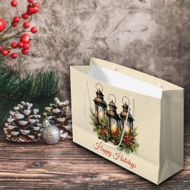 Bolsa De Regalo Grande Felices Fiestas Linternas de Invierno