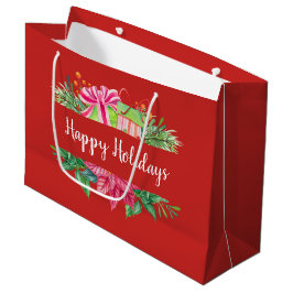 Bolsa De Regalo Grande Felices Fiestas Regalos Y Evergreens