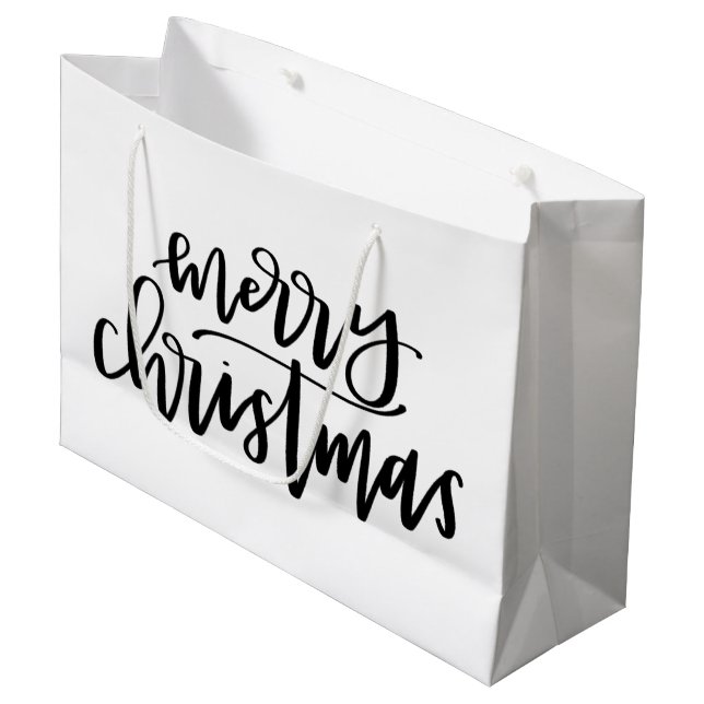 Bolsa De Regalo Grande Felices Navidad - bolso blanco y negro del regalo (Angulo Anverso)
