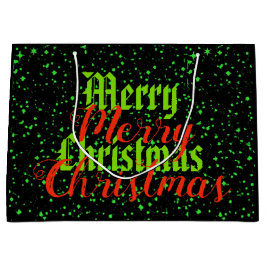 Bolsa De Regalo Grande Felices Navidad de la chispa verde