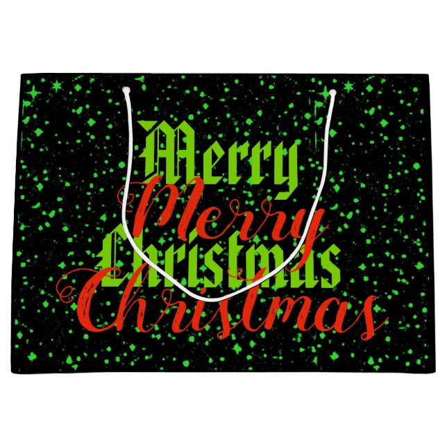 Bolsa De Regalo Grande Felices Navidad de la chispa verde (Anverso)