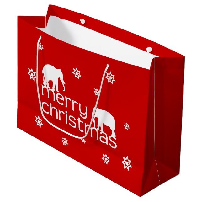 Bolsa De Regalo Grande Felices Navidad del elefante (Angulo Anverso)