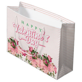Bolsa De Regalo Grande Felices San Valentín con flores