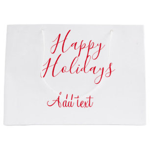 Bolsa De Regalo Grande Felices vacaciones Navidades caligrafía roja simpl
