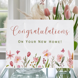 Bolsa De Regalo Grande Felicitaciones Agente Inmobiliario Flores Rosas Pe