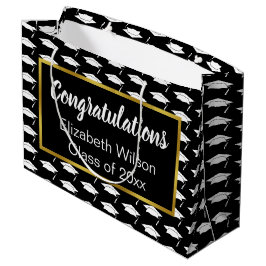 Bolsa De Regalo Grande Felicitaciones Black White Gold Class de 2023