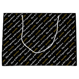 Bolsa De Regalo Grande Felicitaciones Black White Gold Class de 2024